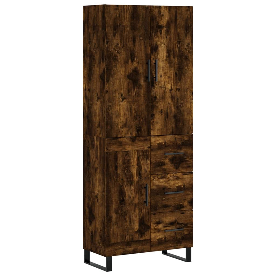 Hoge Kast 69,5X34X180 Cm Bewerkt Hout Kleurig Gerookt eiken