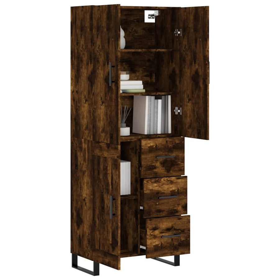 Hoge Kast 69,5X34X180 Cm Bewerkt Hout Kleurig Gerookt eiken