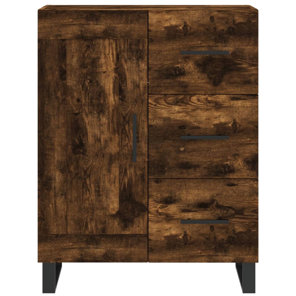 Hoge Kast 69,5X34X180 Cm Bewerkt Hout Kleurig Gerookt eiken