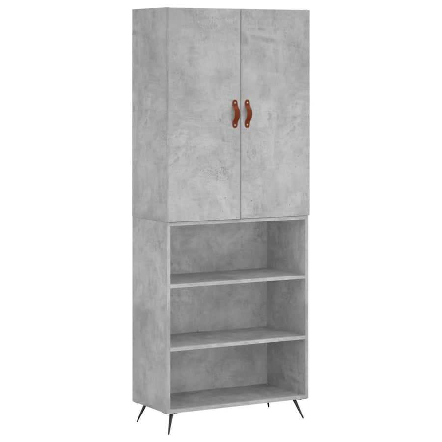 Hoge Kast 69,5X34X180 Cm Bewerkt Hout Betongrijs