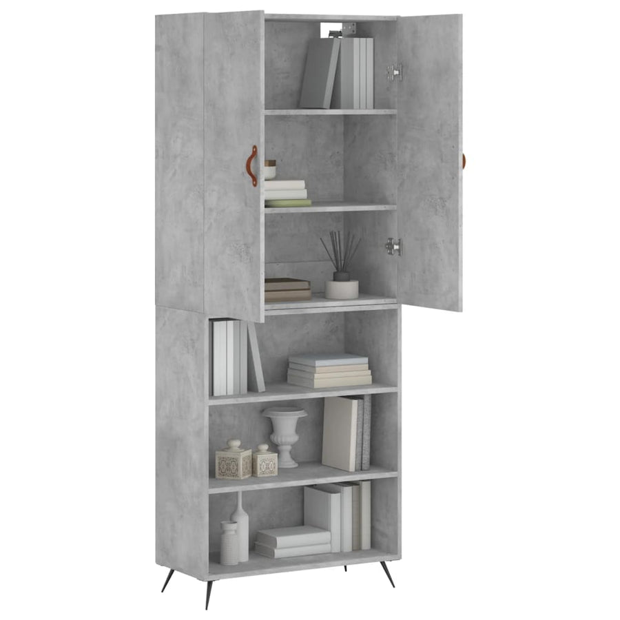 Hoge Kast 69,5X34X180 Cm Bewerkt Hout Betongrijs