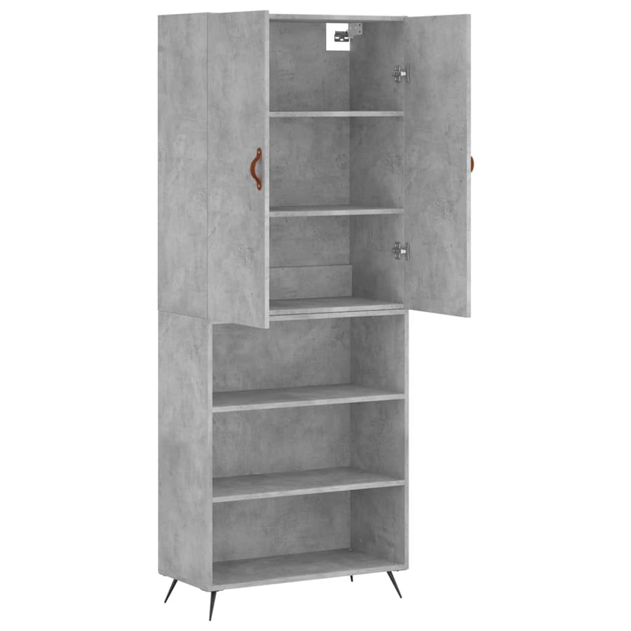 Hoge Kast 69,5X34X180 Cm Bewerkt Hout Betongrijs