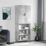 Hoge kast 69,5x34x180 cm bewerkt hout betongrijs