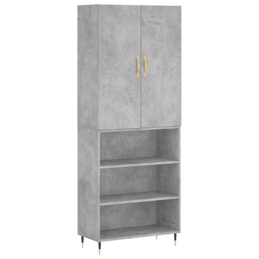 Hoge Kast 69,5X34X180 Cm Bewerkt Hout Betongrijs