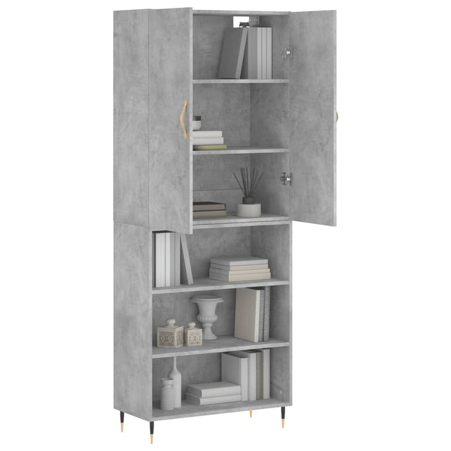 Hoge Kast 69,5X34X180 Cm Bewerkt Hout Betongrijs