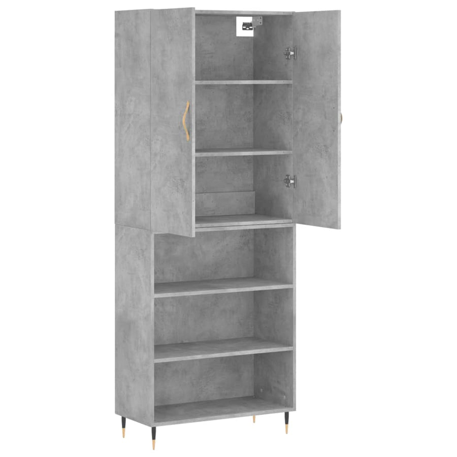 Hoge Kast 69,5X34X180 Cm Bewerkt Hout Betongrijs