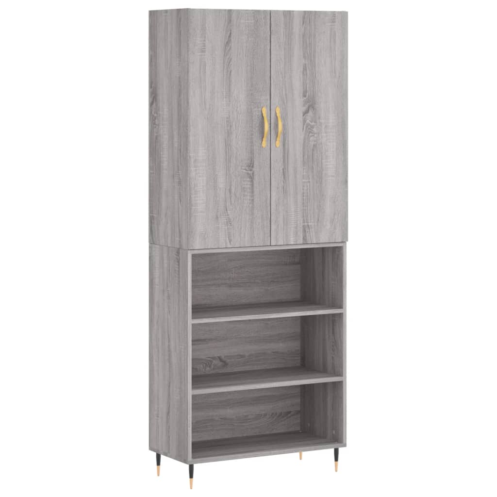 Hoge Kast 69,5X34X180 Cm Bewerkt Hout Grijs Sonoma Eikenkleurig