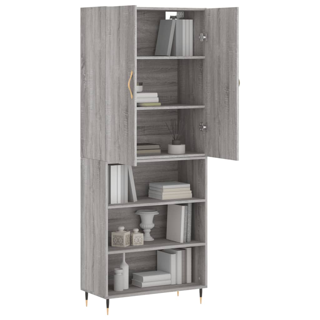 Hoge Kast 69,5X34X180 Cm Bewerkt Hout Grijs Sonoma Eikenkleurig