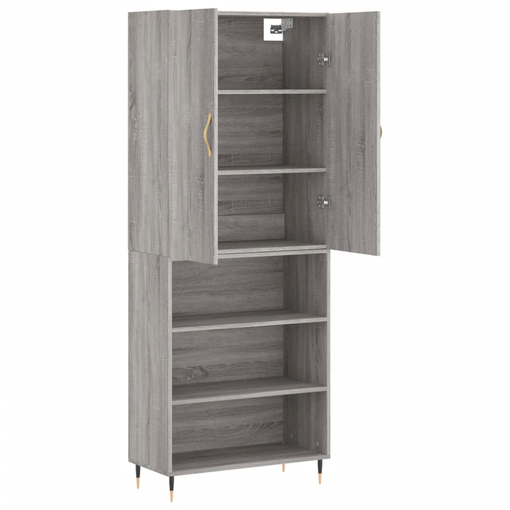 Hoge Kast 69,5X34X180 Cm Bewerkt Hout Grijs Sonoma Eikenkleurig