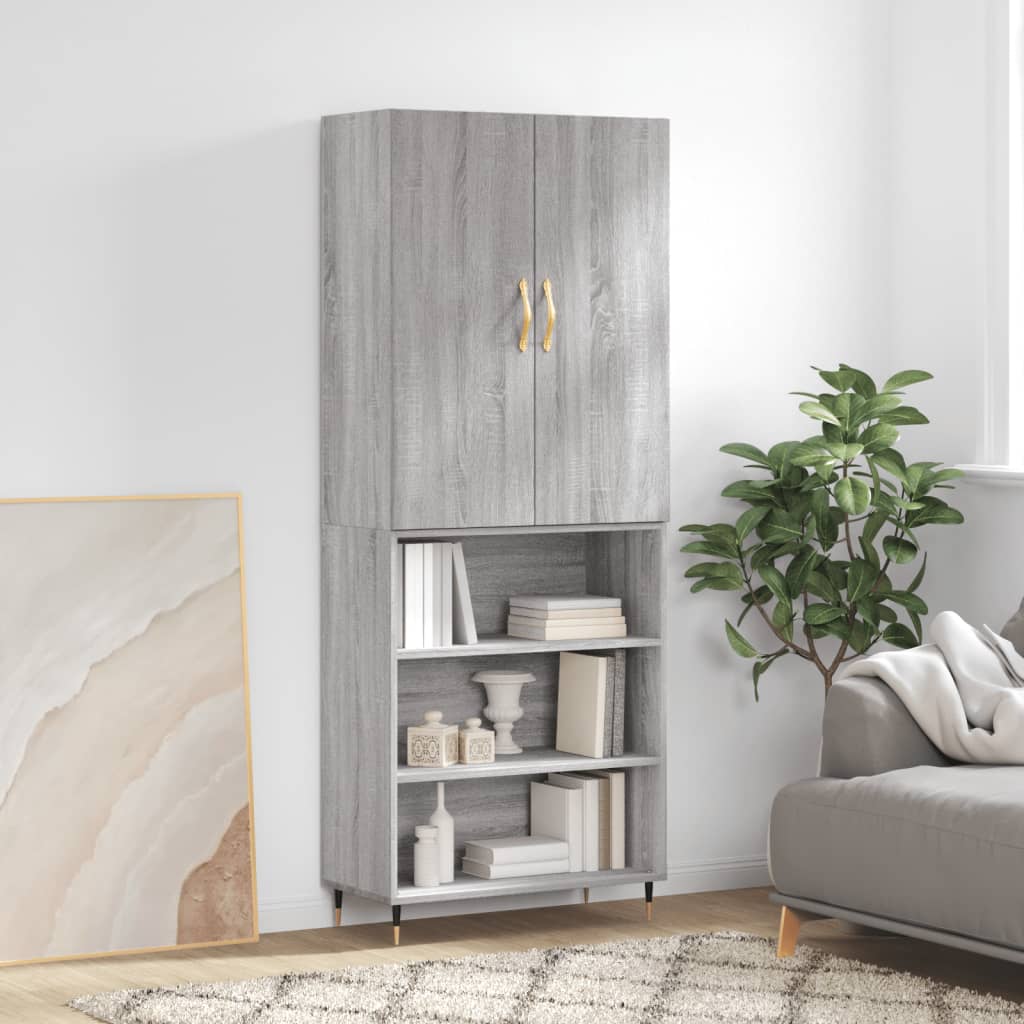 Hoge Kast 69,5X34X180 Cm Bewerkt Hout Grijs Sonoma Eikenkleurig
