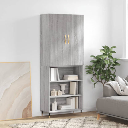 Hoge Kast 69,5X34X180 Cm Bewerkt Hout Grijs Sonoma Eikenkleurig