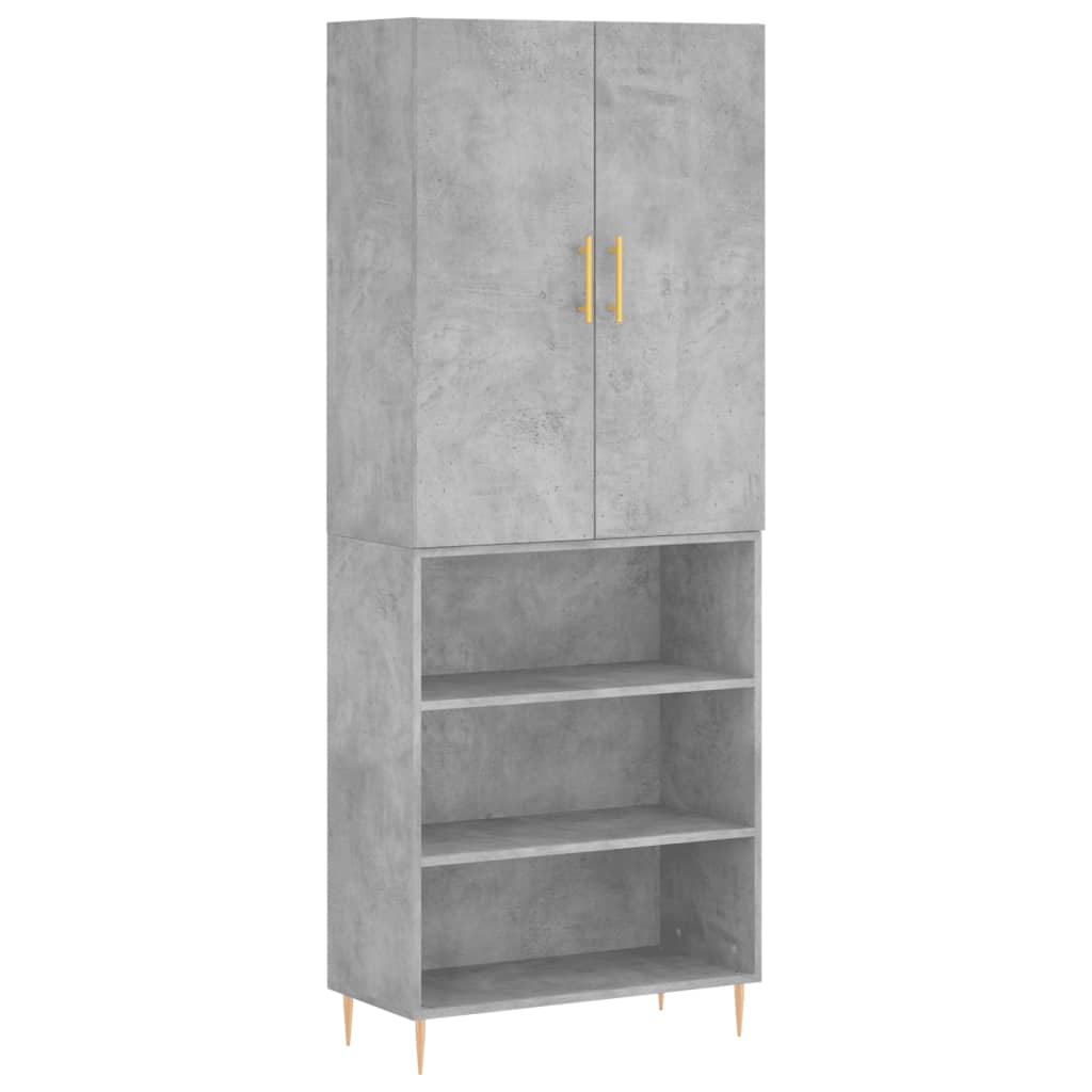 Hoge Kast 69,5X34X180 Cm Bewerkt Hout Betongrijs
