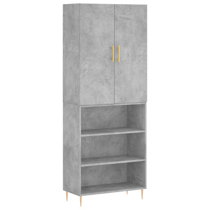 Hoge Kast 69,5X34X180 Cm Bewerkt Hout Betongrijs