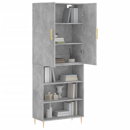 Hoge Kast 69,5X34X180 Cm Bewerkt Hout Betongrijs