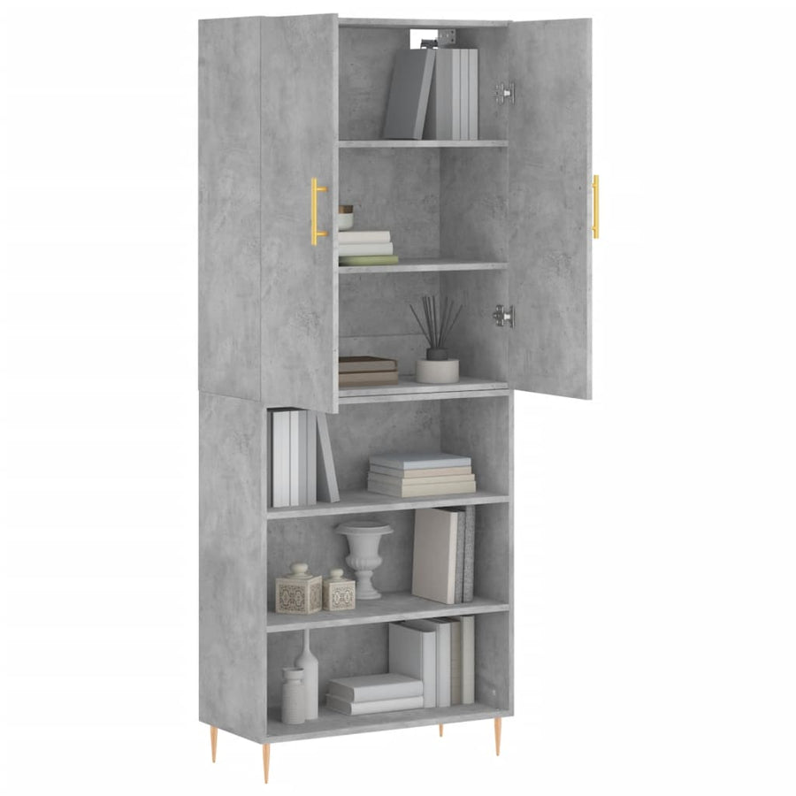 Hoge Kast 69,5X34X180 Cm Bewerkt Hout Betongrijs