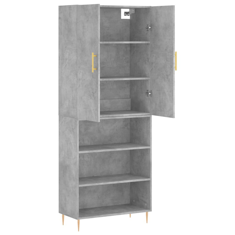 Hoge Kast 69,5X34X180 Cm Bewerkt Hout Betongrijs