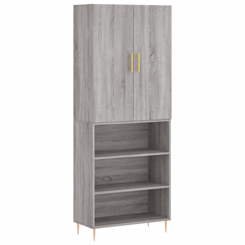 Hoge Kast 69,5X34X180 Cm Bewerkt Hout Grijs Sonoma Eikenkleurig