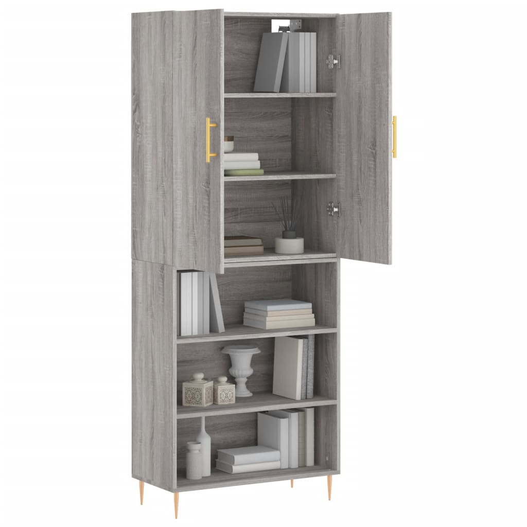 Hoge Kast 69,5X34X180 Cm Bewerkt Hout Grijs Sonoma Eikenkleurig