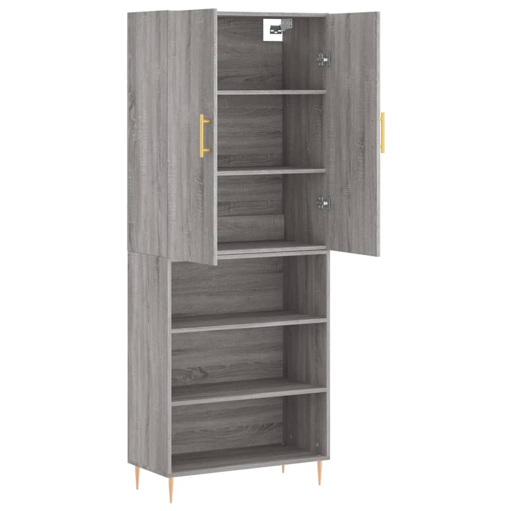 Hoge Kast 69,5X34X180 Cm Bewerkt Hout Grijs Sonoma Eikenkleurig