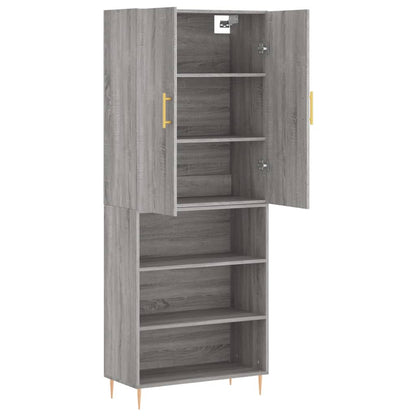 Hoge Kast 69,5X34X180 Cm Bewerkt Hout Grijs Sonoma Eikenkleurig