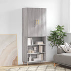 Hoge kast 69,5x34x180 cm bewerkt hout grijs