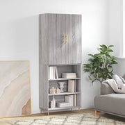 Hoge kast 69,5x34x180 cm bewerkt hout grijs