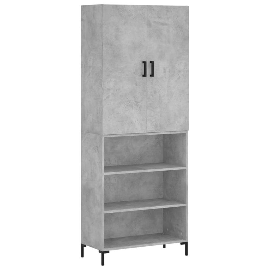 Hoge Kast 69,5X34X180 Cm Bewerkt Hout Betongrijs