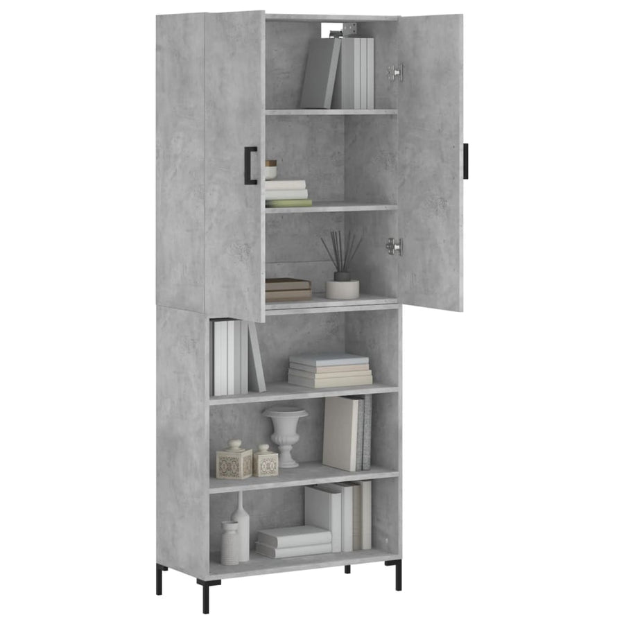 Hoge Kast 69,5X34X180 Cm Bewerkt Hout Betongrijs