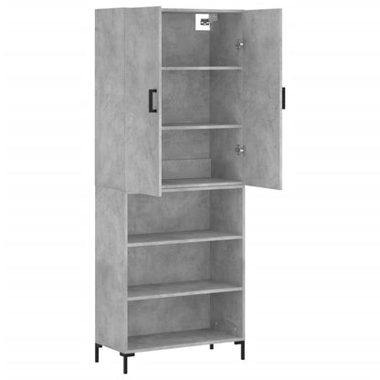 Hoge Kast 69,5X34X180 Cm Bewerkt Hout Betongrijs