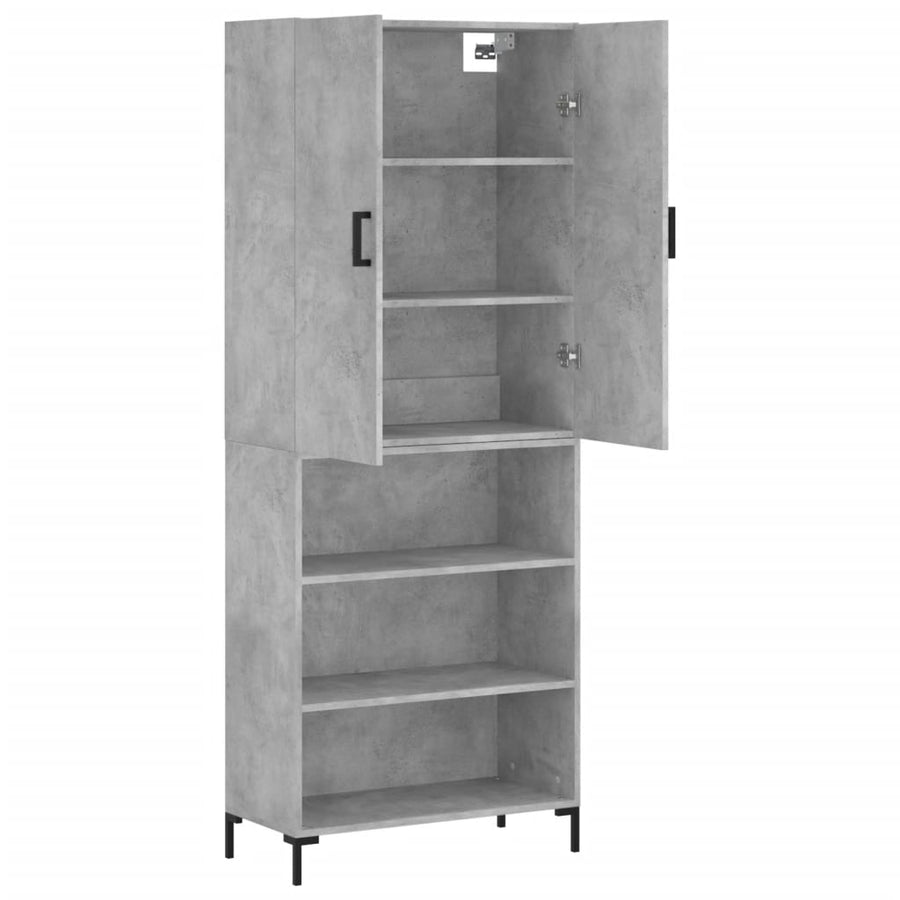 Hoge Kast 69,5X34X180 Cm Bewerkt Hout Betongrijs