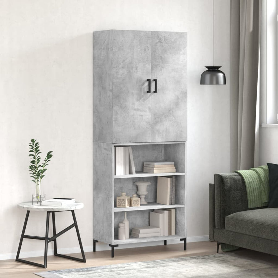 Hoge Kast 69,5X34X180 Cm Bewerkt Hout Betongrijs