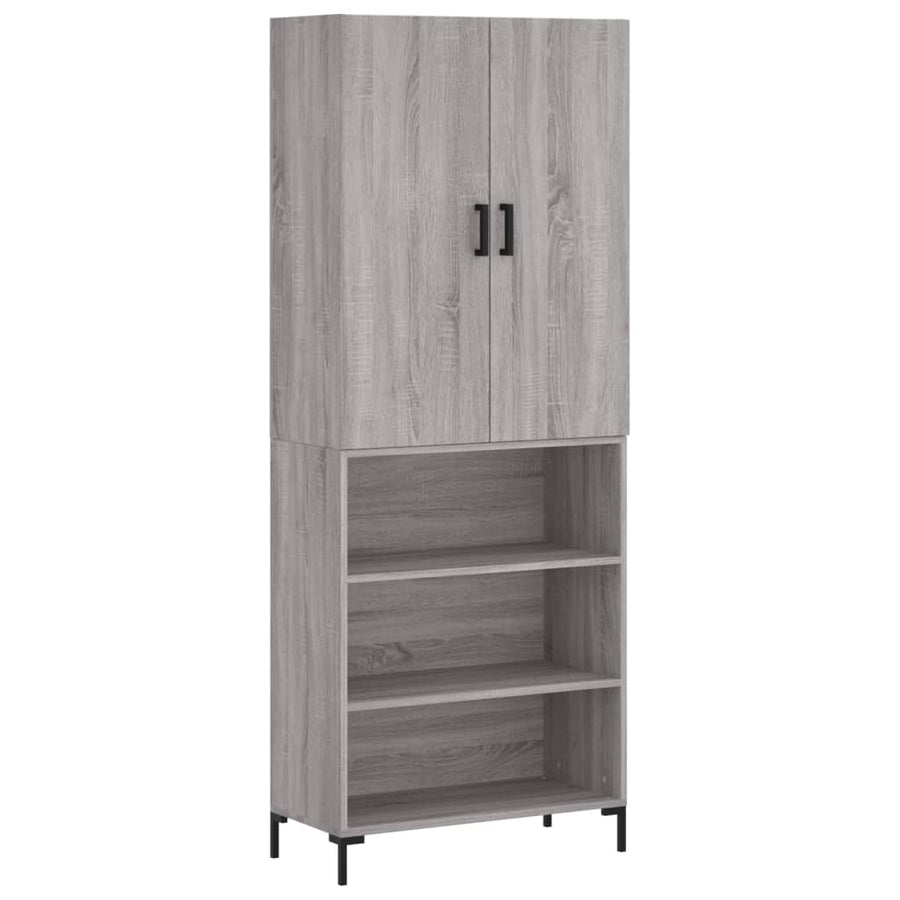Hoge Kast 69,5X34X180 Cm Bewerkt Hout Eikenkleurig Grijs sonoma