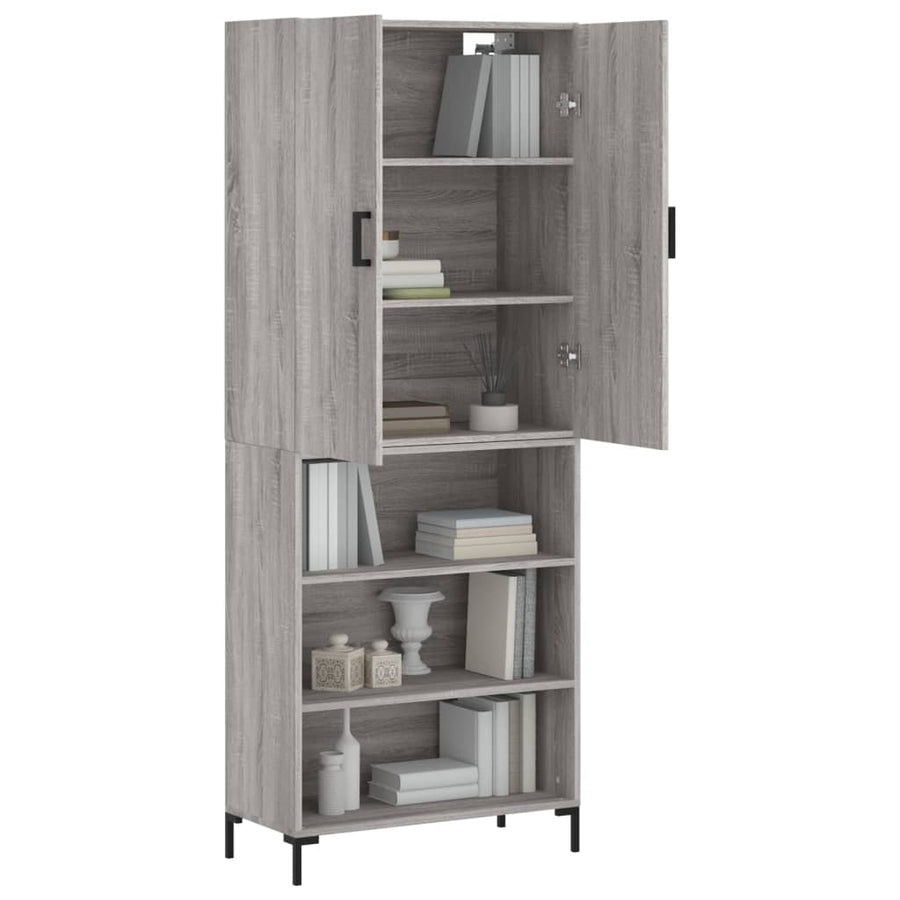 Hoge Kast 69,5X34X180 Cm Bewerkt Hout Eikenkleurig Grijs sonoma