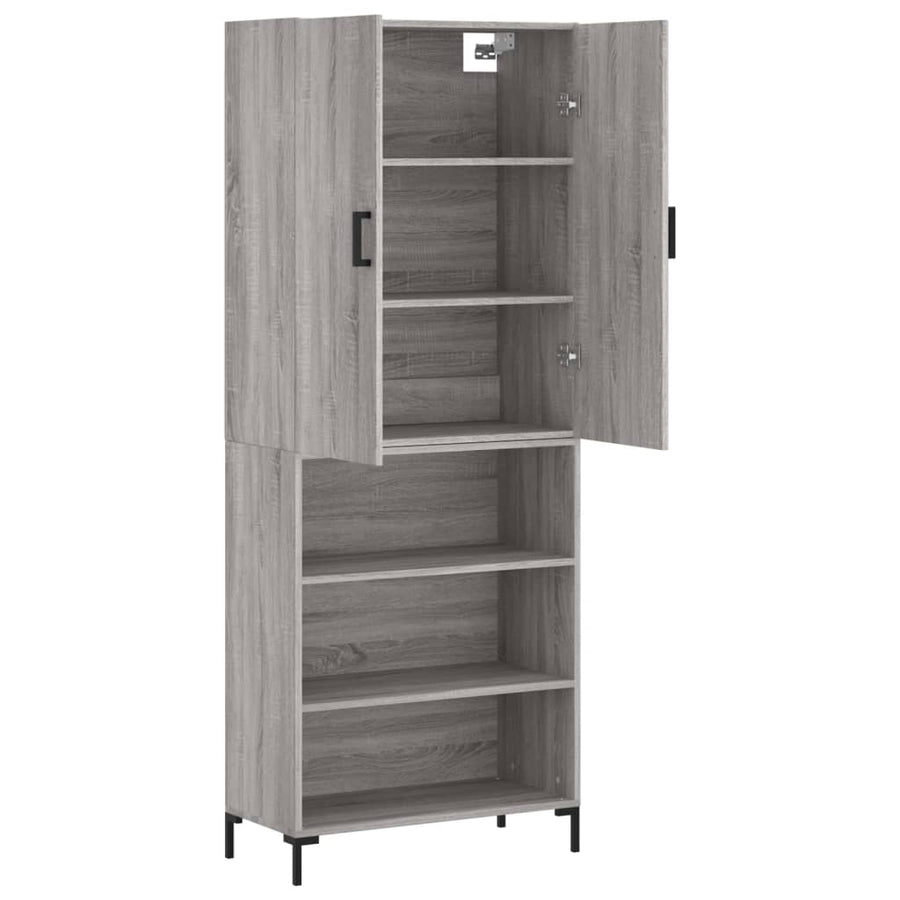 Hoge Kast 69,5X34X180 Cm Bewerkt Hout Eikenkleurig Grijs sonoma