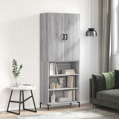 Hoge Kast 69,5X34X180 Cm Bewerkt Hout Eikenkleurig Grijs sonoma