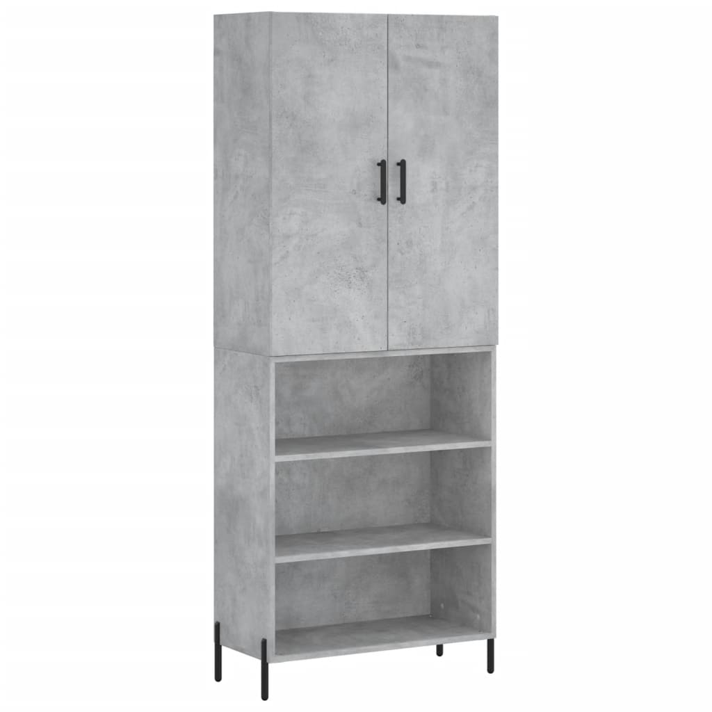 Hoge Kast 69,5X34X180 Cm Bewerkt Hout Betongrijs