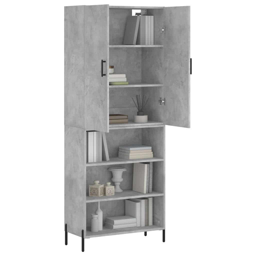 Hoge Kast 69,5X34X180 Cm Bewerkt Hout Betongrijs