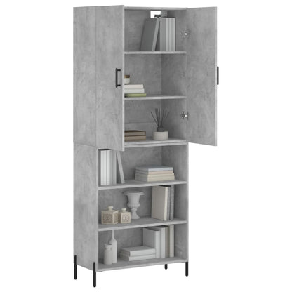 Hoge Kast 69,5X34X180 Cm Bewerkt Hout Betongrijs
