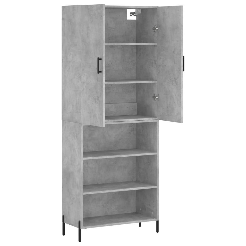 Hoge Kast 69,5X34X180 Cm Bewerkt Hout Betongrijs