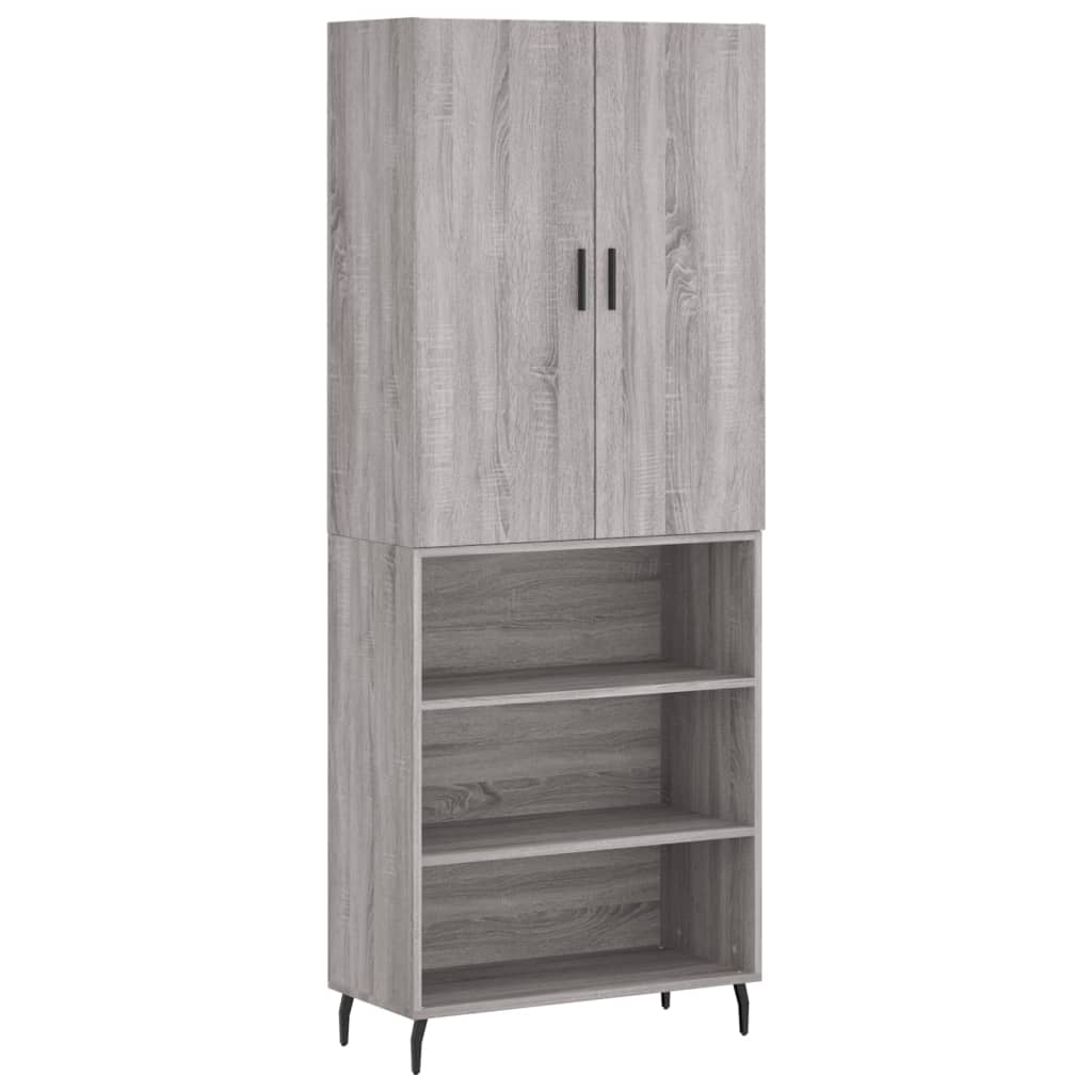Hoge Kast 69,5X34X180 Cm Bewerkt Hout Grijs Sonoma Eikenkleurig