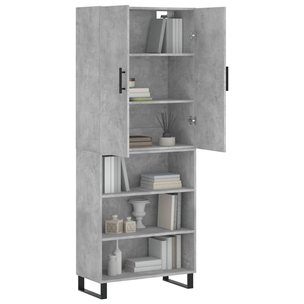 Hoge Kast 69,5X34X180 Cm Bewerkt Hout Betongrijs