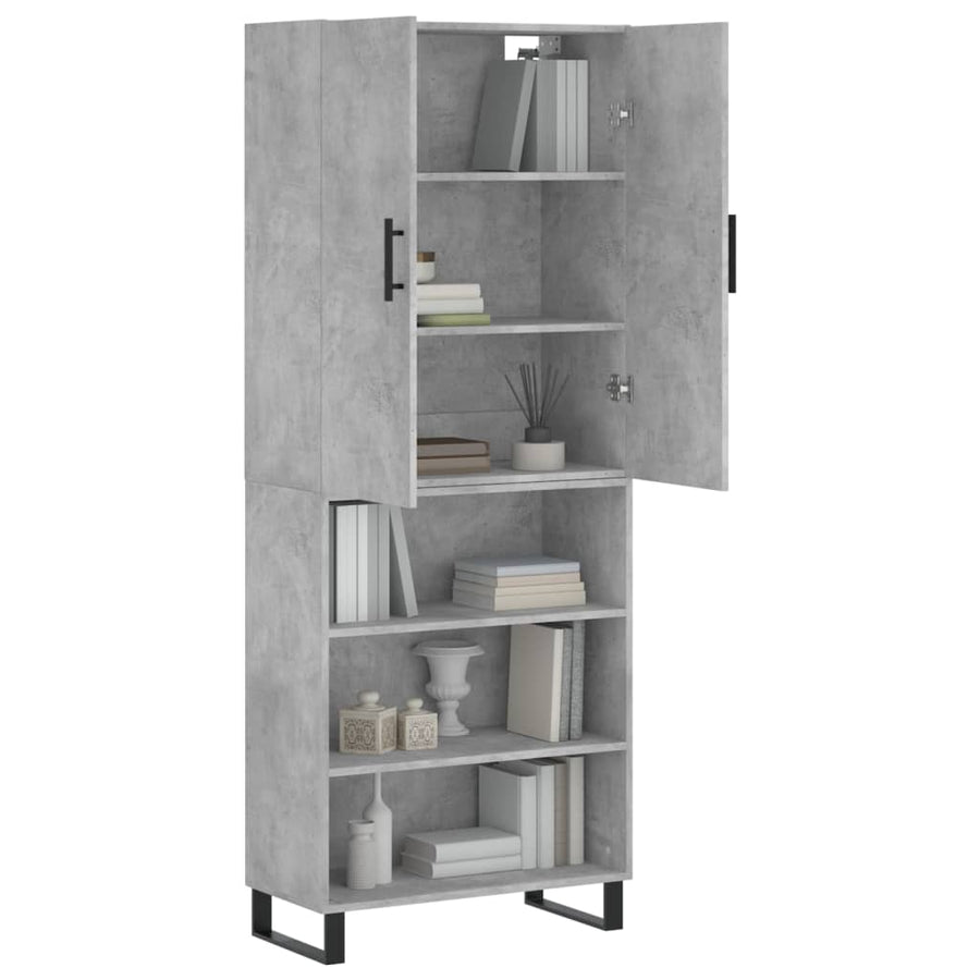 Hoge Kast 69,5X34X180 Cm Bewerkt Hout Betongrijs