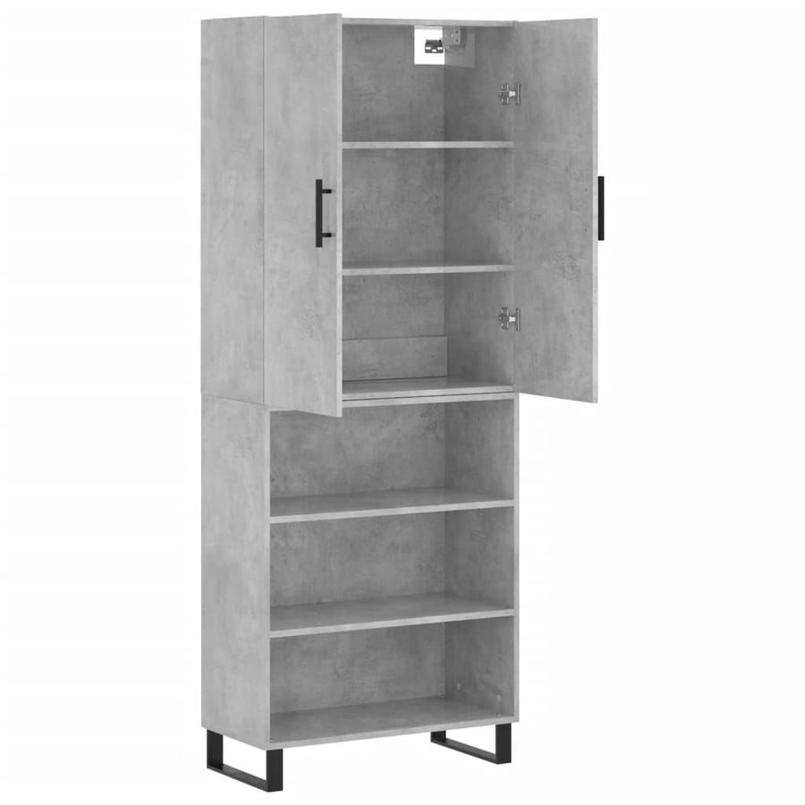Hoge Kast 69,5X34X180 Cm Bewerkt Hout Betongrijs
