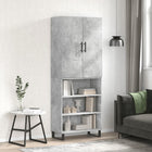 Hoge kast 69,5x34x180 cm bewerkt hout betongrijs