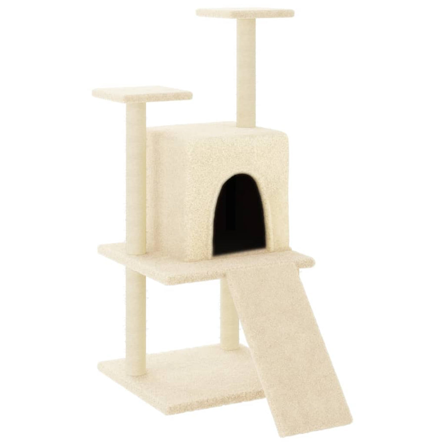 Kattenmeubel met sisal krabpalen 110 cm crèmekleurig Crème