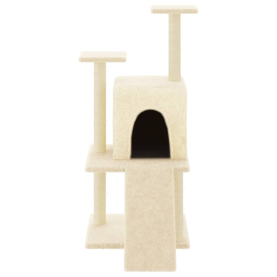 Kattenmeubel met sisal krabpalen 110 cm crèmekleurig Crème