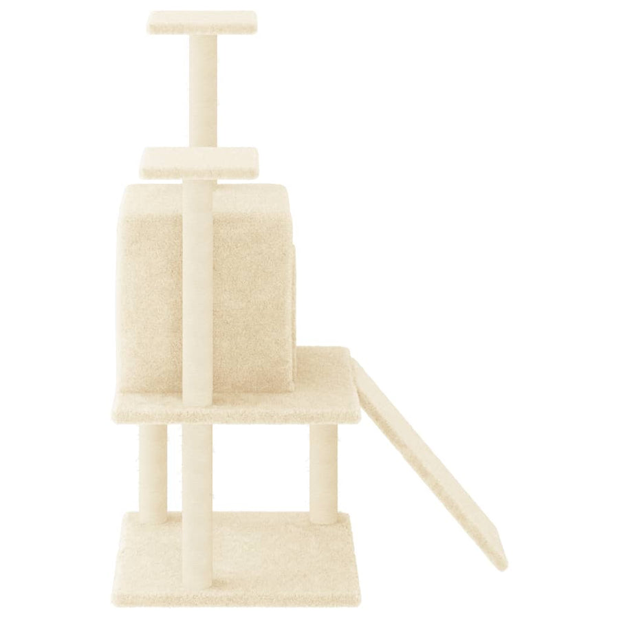 Kattenmeubel met sisal krabpalen 110 cm crèmekleurig Crème