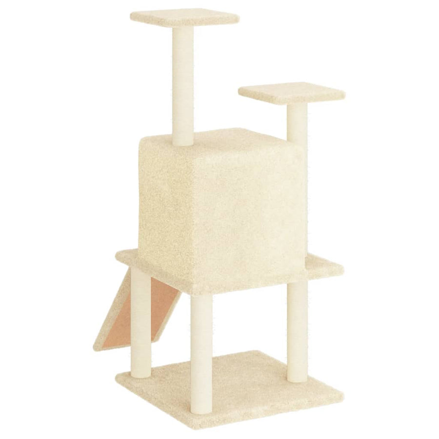 Kattenmeubel met sisal krabpalen 110 cm crèmekleurig Crème