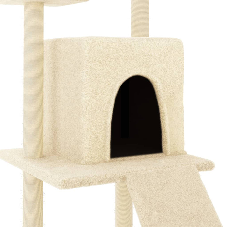 Kattenmeubel met sisal krabpalen 110 cm crèmekleurig Crème