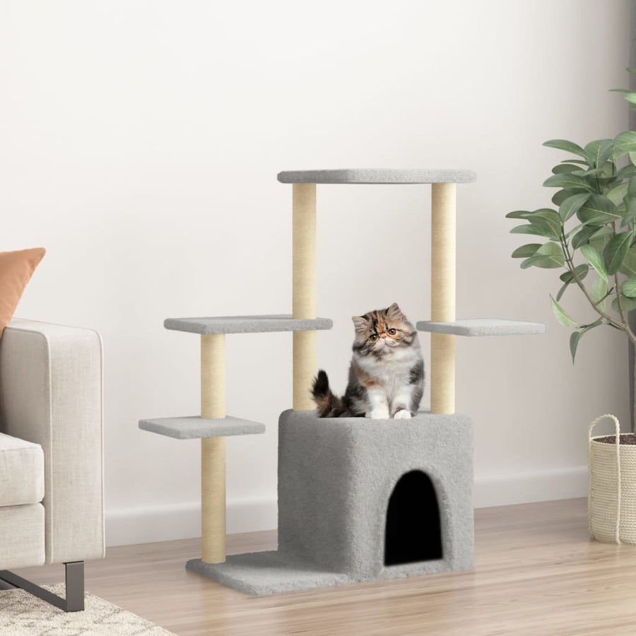Kattenmeubel Met Sisal Krabpalen 97,5 Cm Donkergrijs